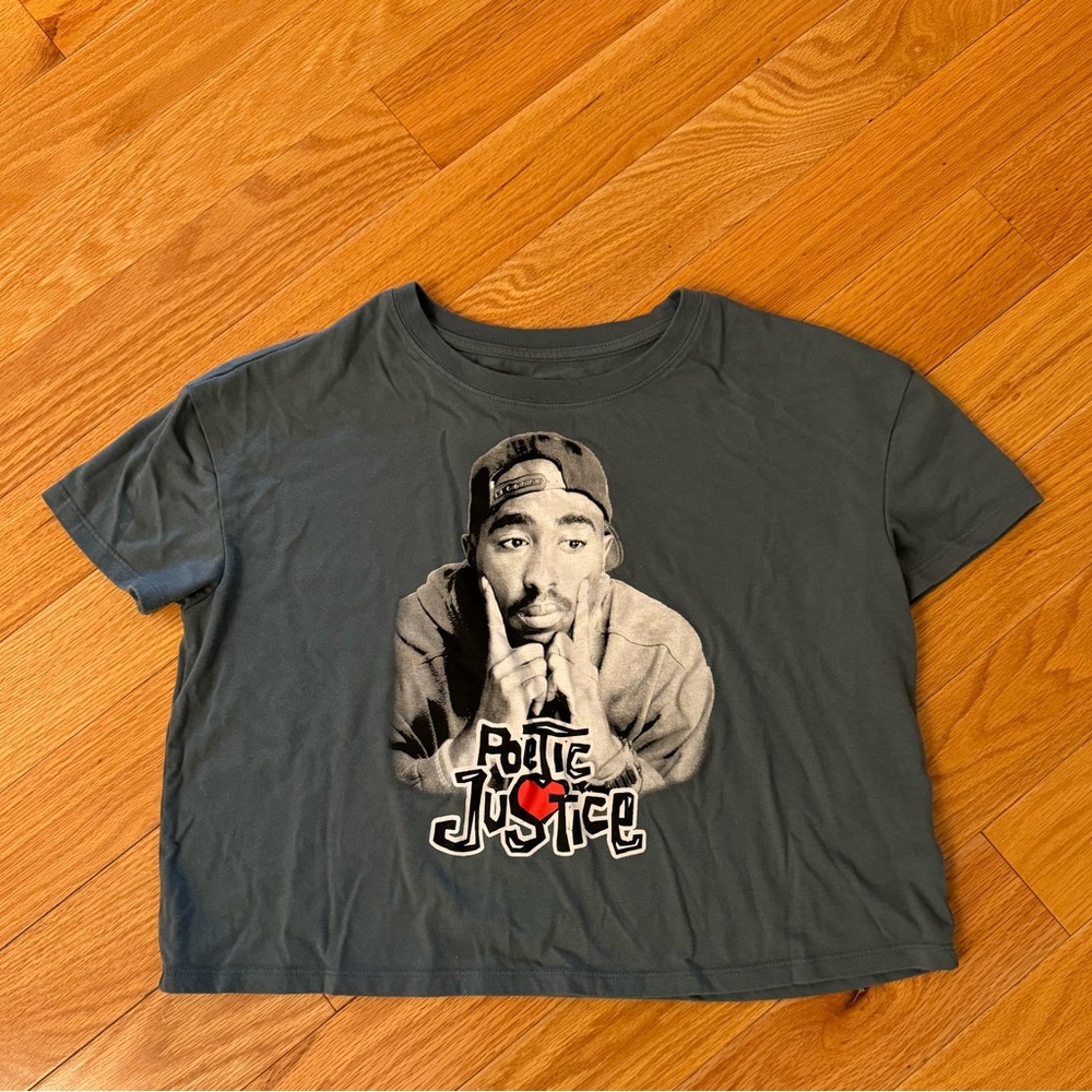 Poetic Justice blue cropped top T shirt size small worn once